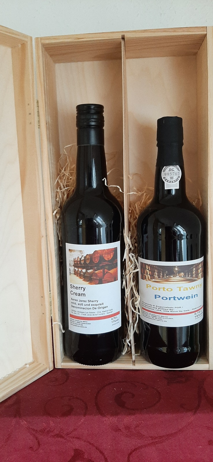 Geschenk Holzkiste Sherry und Portwein