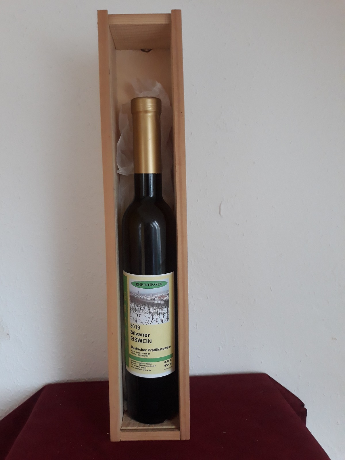 Eiswein edelsüß 0,375 l Deutscher Prädikatswein in Holzkiste Geschenkidee